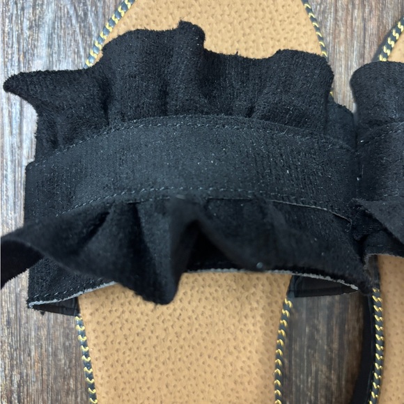 Black Ruffle Slide Sandals - Picture 2 of 5